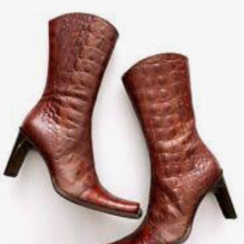 Gianni Bravo 391/3 brown croc 🐊 embossed ankle 👢